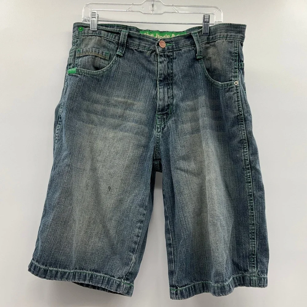5ive Jungle Denim Shorts 36 Baggy Hip Hop Streetwear Y2K Grungecore Urban Skater